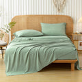 COTTEBED Boho Washed PolyCotton King Bed Sheet - Ultra-Soft Vintage Wrinkle Look 16'' Deep Pocket King Sized Bedding Set, Home C