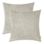 BRAWARM Chenille Throw Pillow Covers 20x20 Inches - Taupe Chenille Pillow Covers Pack of 2, Solid Dyed Soft Chenille Pillow Case