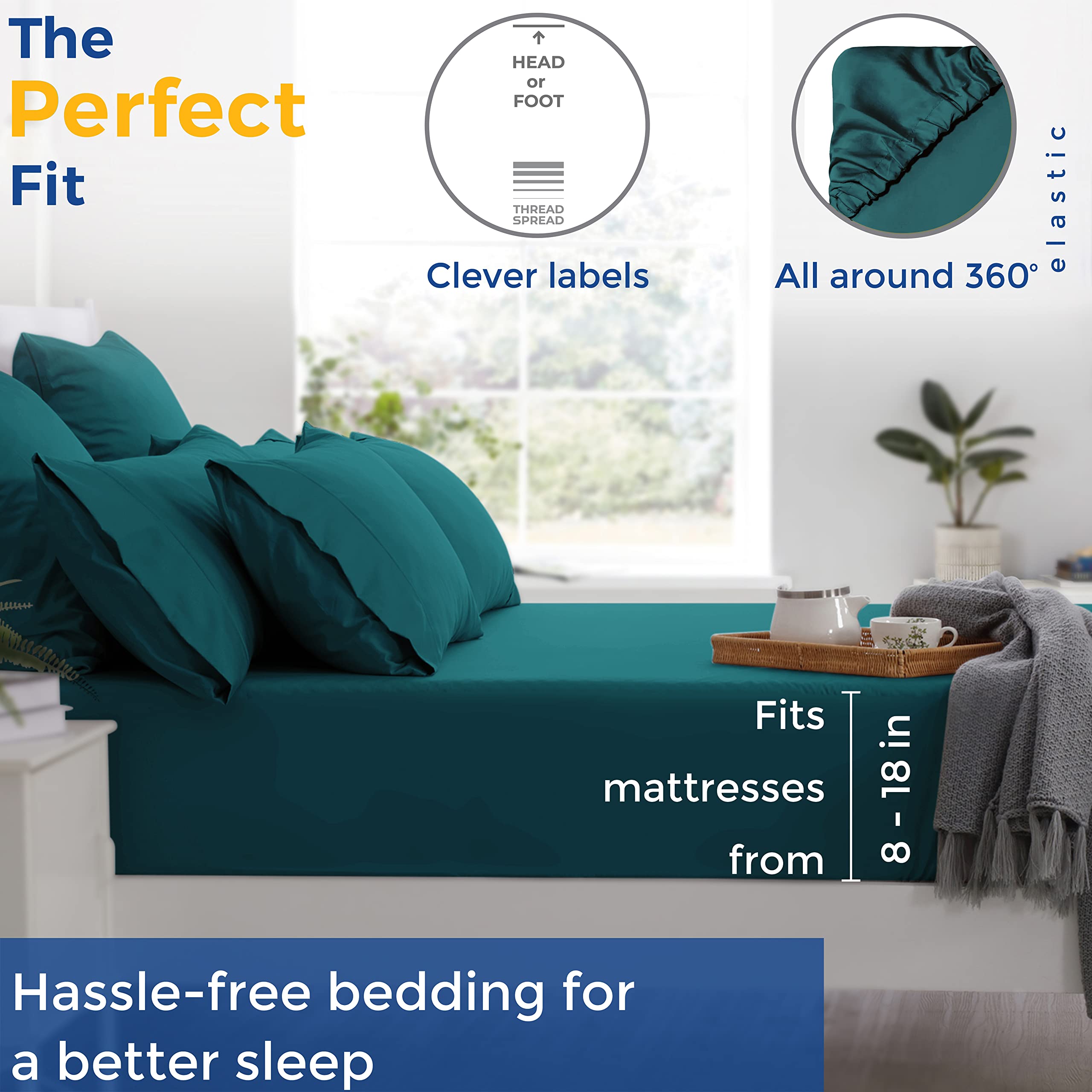 600 Thread Count Egyptian Quality 100% Cotton Sheets Set, Twin Size Bedding Set In Teal
