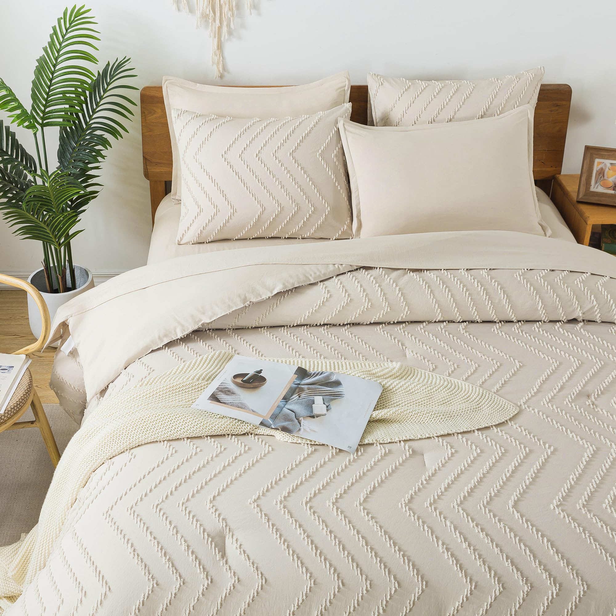Litanika Grayish Teal King Size Comforter Set With Sheets - 7 Pieces Bed In A Bag King Boho Tufted Complete Beddding Sets With C