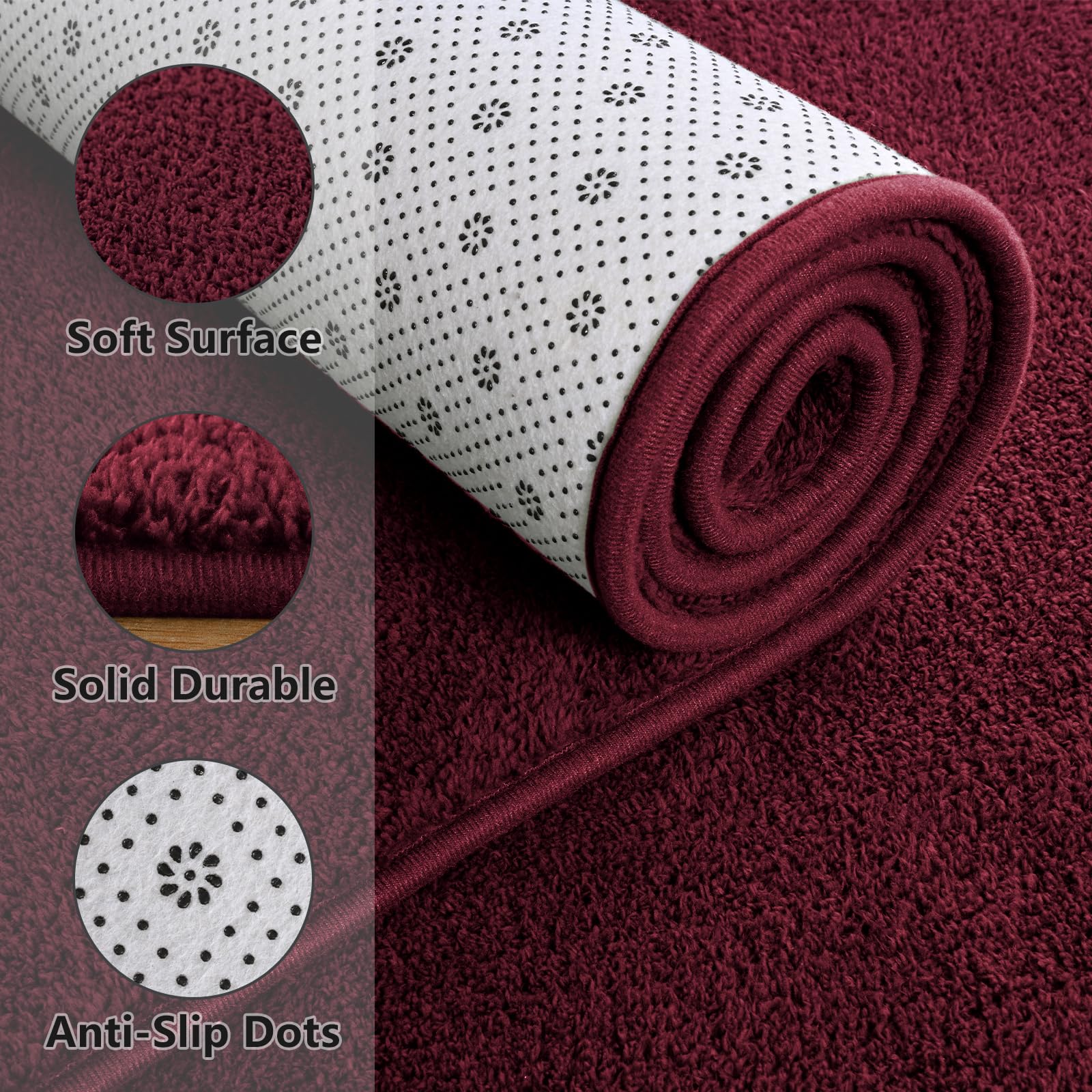 Larhom Super Soft Living Room Rugs, 6X9 Feet Burgundy Red Rugs For Bedroom, Non-Shedding Carpet For Home Decor, Kids Nursery Rug