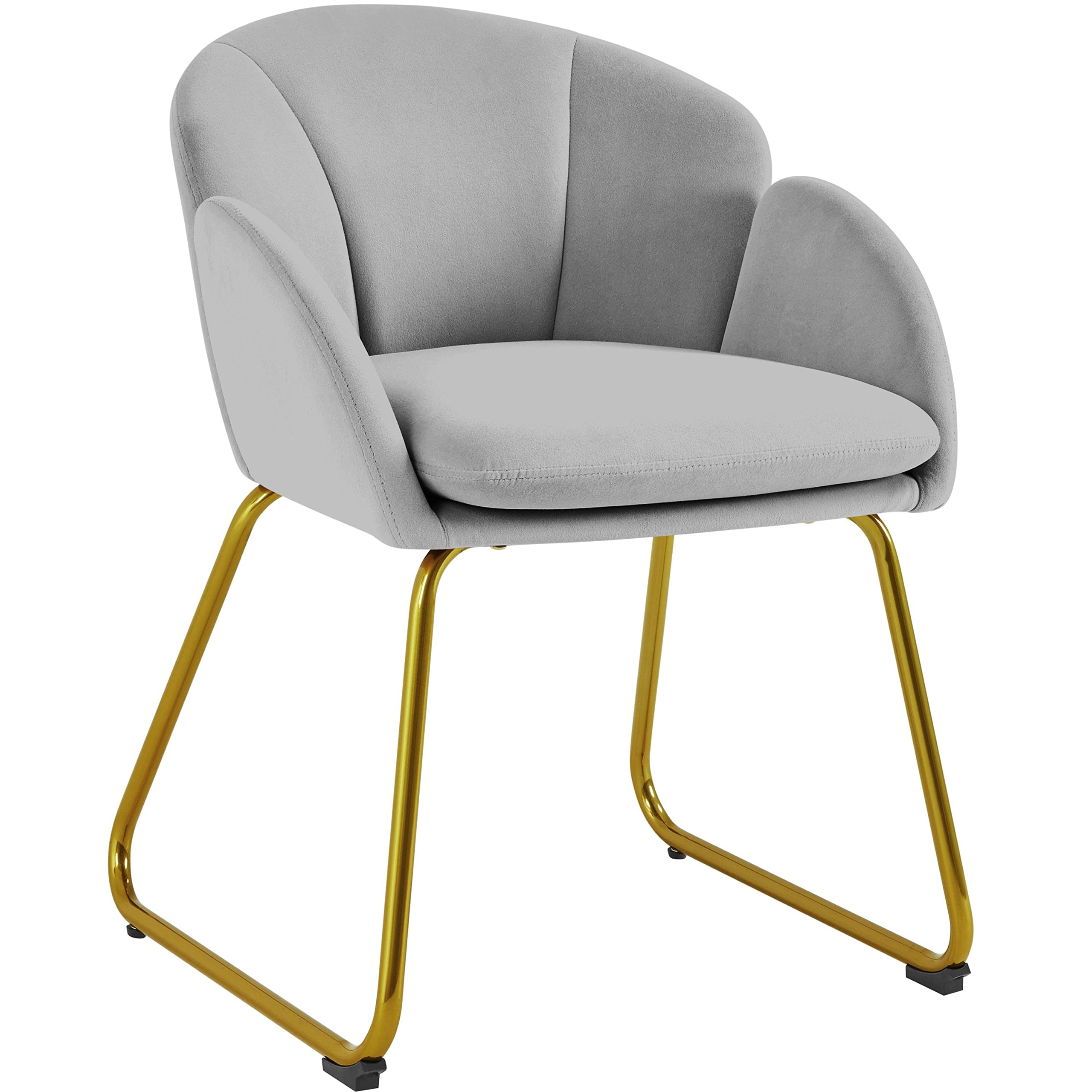 Yaheetech Flower Shape Velvet Vanity Chair, Modern Side Chair Armchair with Golden Metal Legs for Living Room/Dressing Room/Bedr