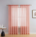 Hlc.Me Blush Pink Sheer Voile Window Treatment Rod Pocket Curtain Panels For Bedroom And Living Room (54 X 84 Inches Long, Set O