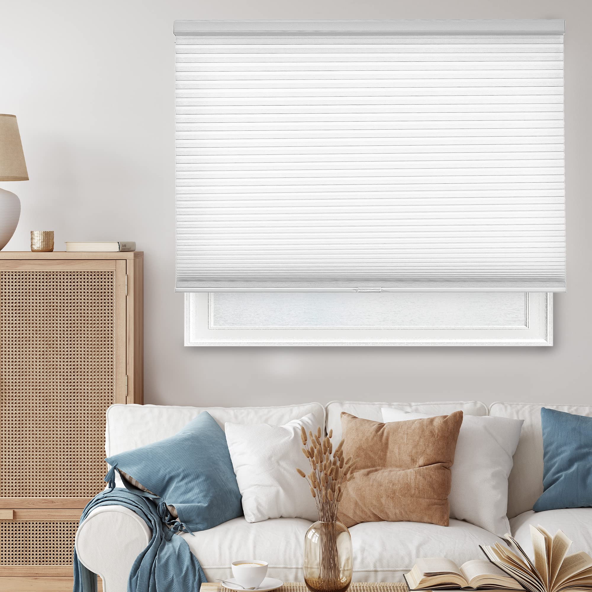 CHICOLOGY Cordless Cellular Shades Privacy Single Cell Window Blind, 23W X 72H, Morning Mist