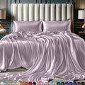 Decolure Satin Sheets King Size Bed Set 4 Pcs - Elegant Satin Bed Sheets W/ 15 Inch Deep Pocket - Hypoallergenic, Double Stitchi