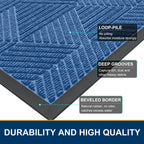 Smiry Front Door Mat Outside Entrance, Heavy Duty Sturdy Natural Rubber Doormat, Trap Dirt And Moisture, Easy Clean Low Profile Welcome Floor Mats For Indoor Outdoor Entry, 29.5X17 Inch, Blue
