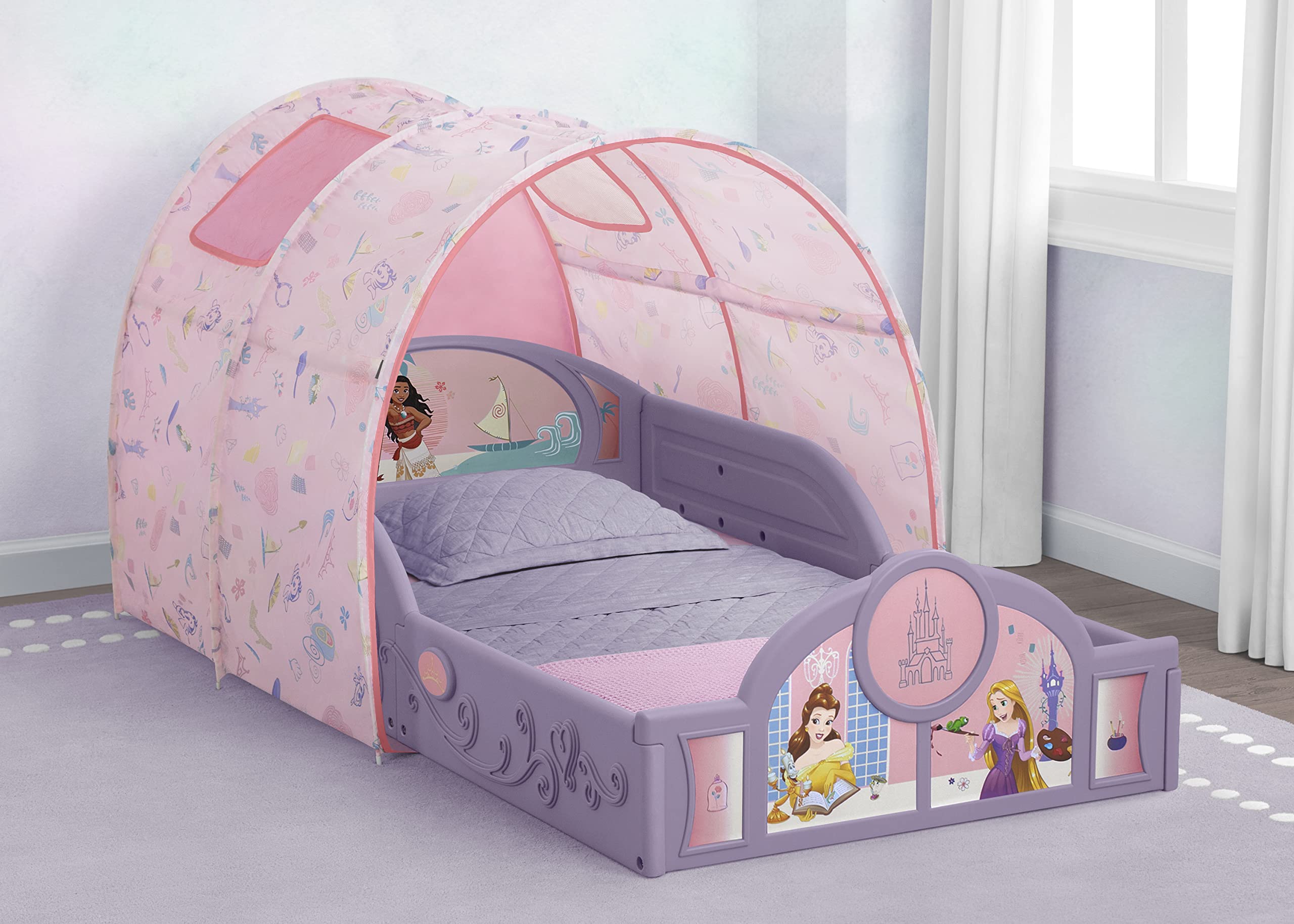 Delta Children Disney Princess Sleep and Play Toddler Bed with Tent, Purple/Pink, BB81485PS-1038