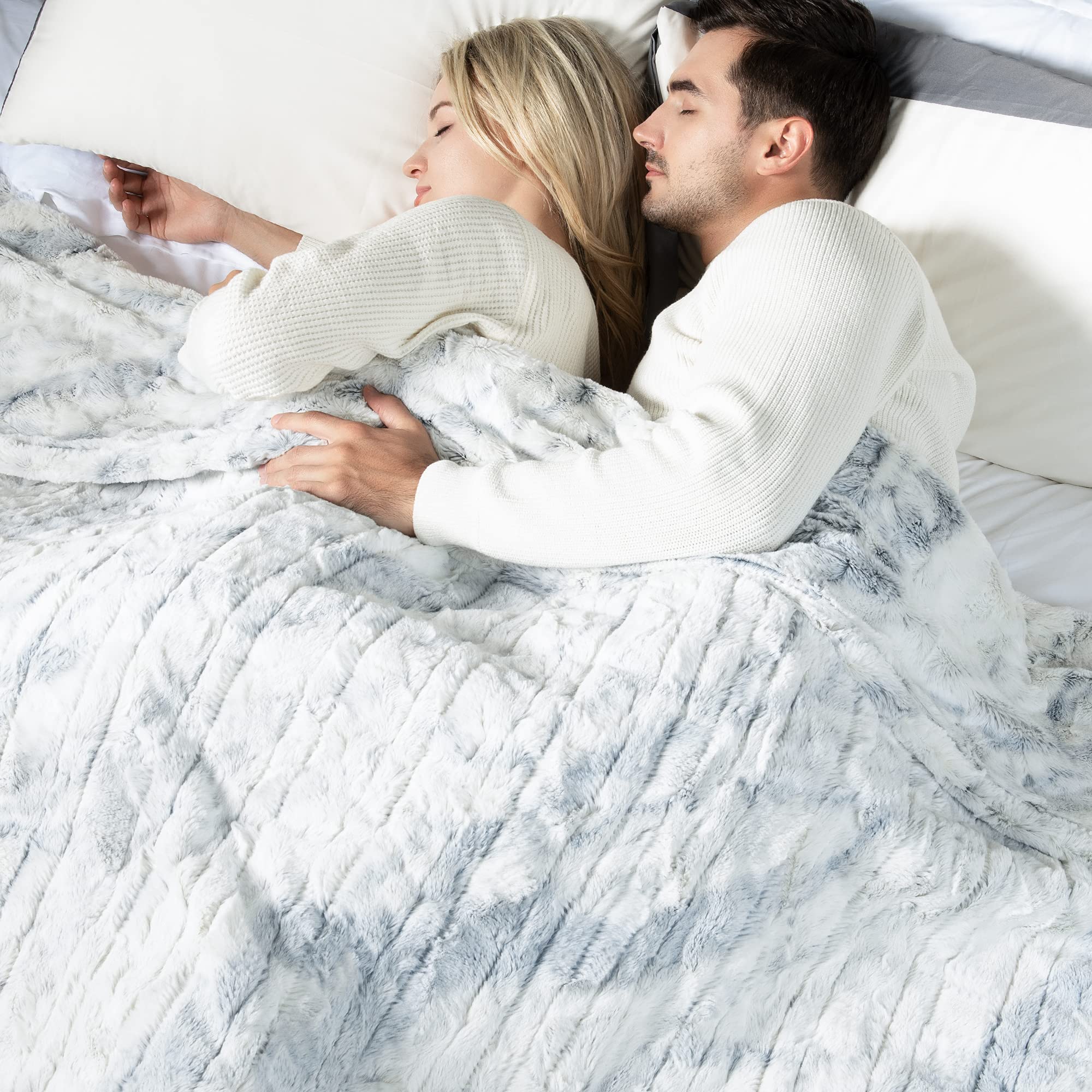 Woomer Heated Blanket Twin Size Electric Blanket 84'X 90', Soft Faux Fur Fast Heating Blanket, 10 Heating Levels & 0.5-12H Aut