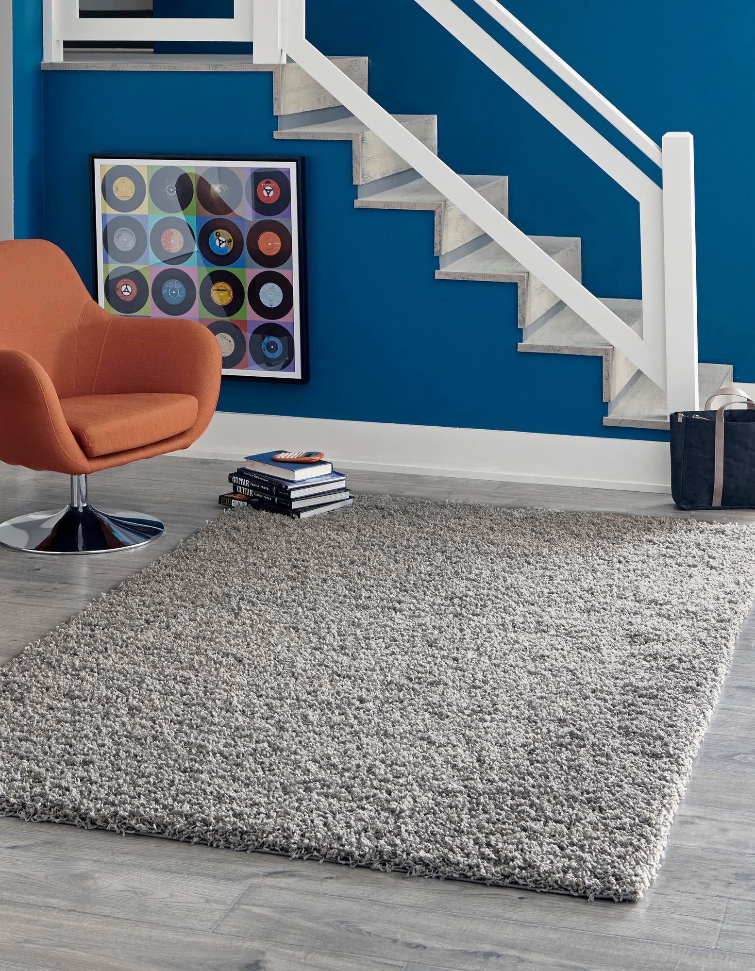 Rugs.com - ber Cozy Solid Shag Collection Rug - 2 x 3 Cloud Gray Shag Rug Perfect for Entryways, Kitchens, Breakfast Nooks, Ac