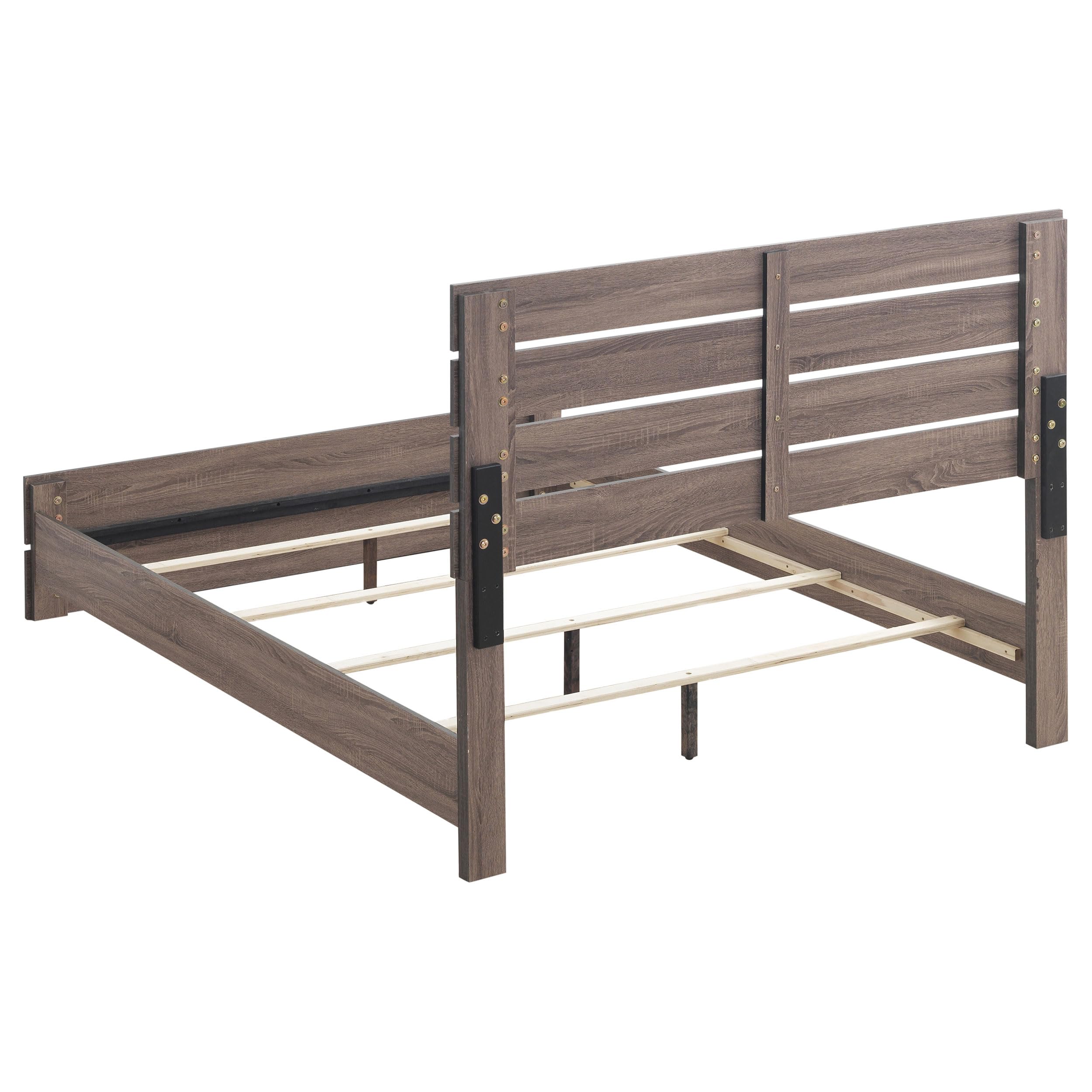Coaster Home Furnishings Brantford Farmhouse 4-Piece Bedroom Set Eastern King Size Panel Bed Frame 52-inch Headboard Barrel Oak 207041KE-S4