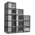 Attelite Upgrade 12Pack Shoe Box Storage Containers,Thicken Sturdy Clear Stackable Plastic Shoe Organizer Box With Magnetic Door, Drop Front Shoe Box Sneakers X-Large