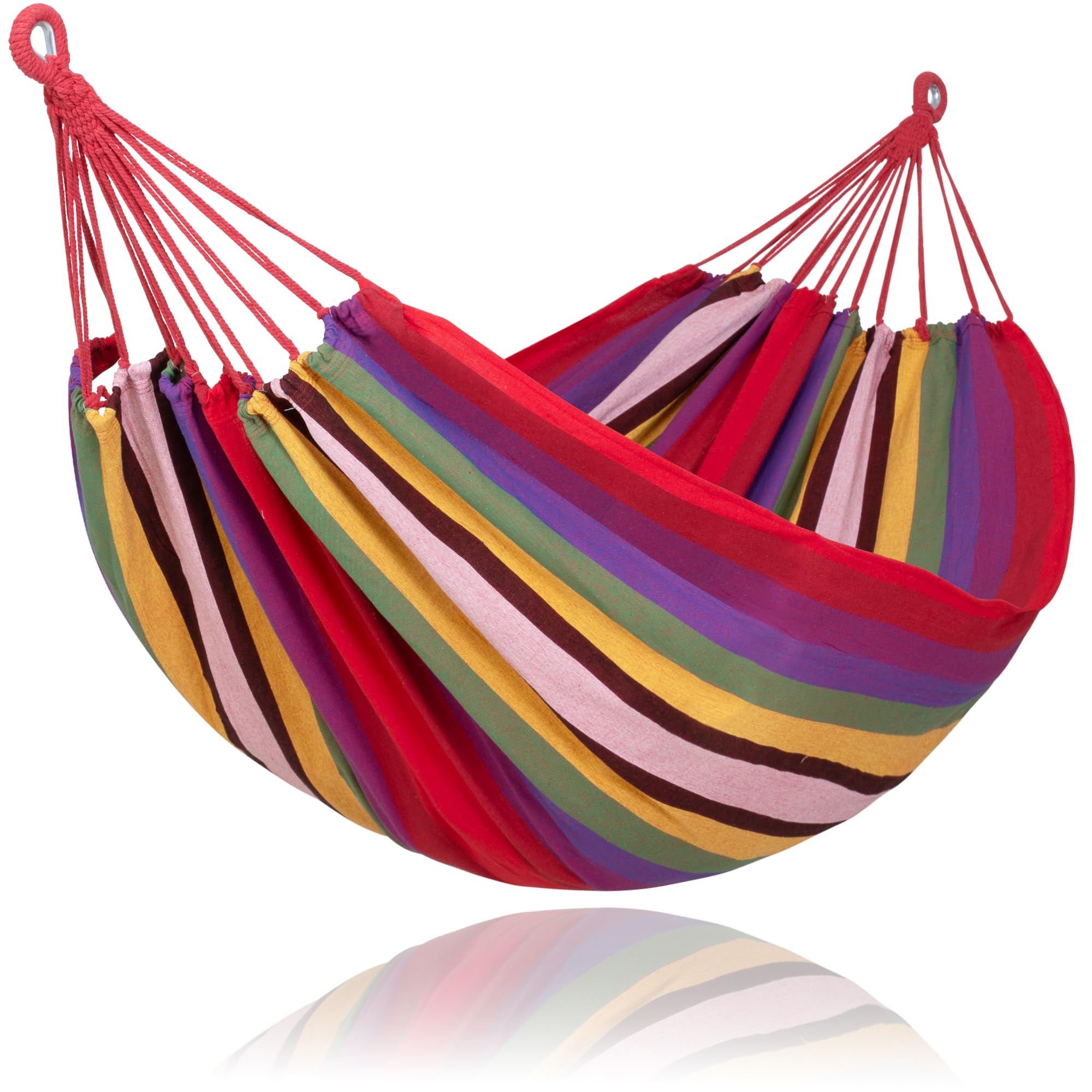 SUNCREAT Hammocks for Outside, Portable Heavy Duty Tree Hammock, Red Stripes