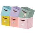 DECOMOMO Storage Cubes, 13x13x13 Storage Cube Bins with Labels, Fabric Organizer Bins (13 / 6pcs, Rainbow)