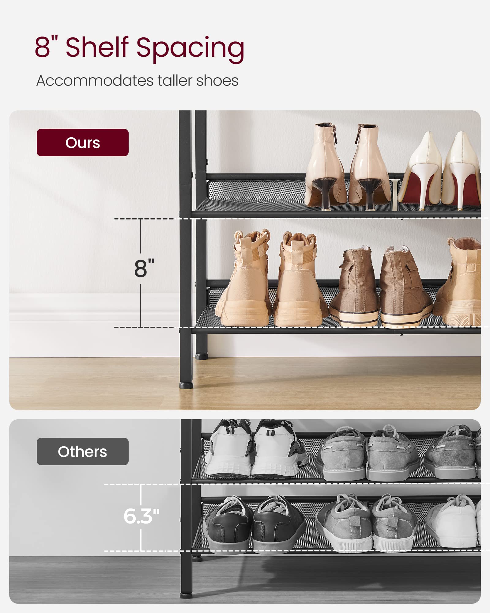 Vasagle Shoe Rack For Entryway, 4-Tier Shoe Rack Organizer With Storage Shelves And Spacious Top, Freestanding, Adjustable, Industrial, Rustic Brown And Ink Black Ulbs040B01