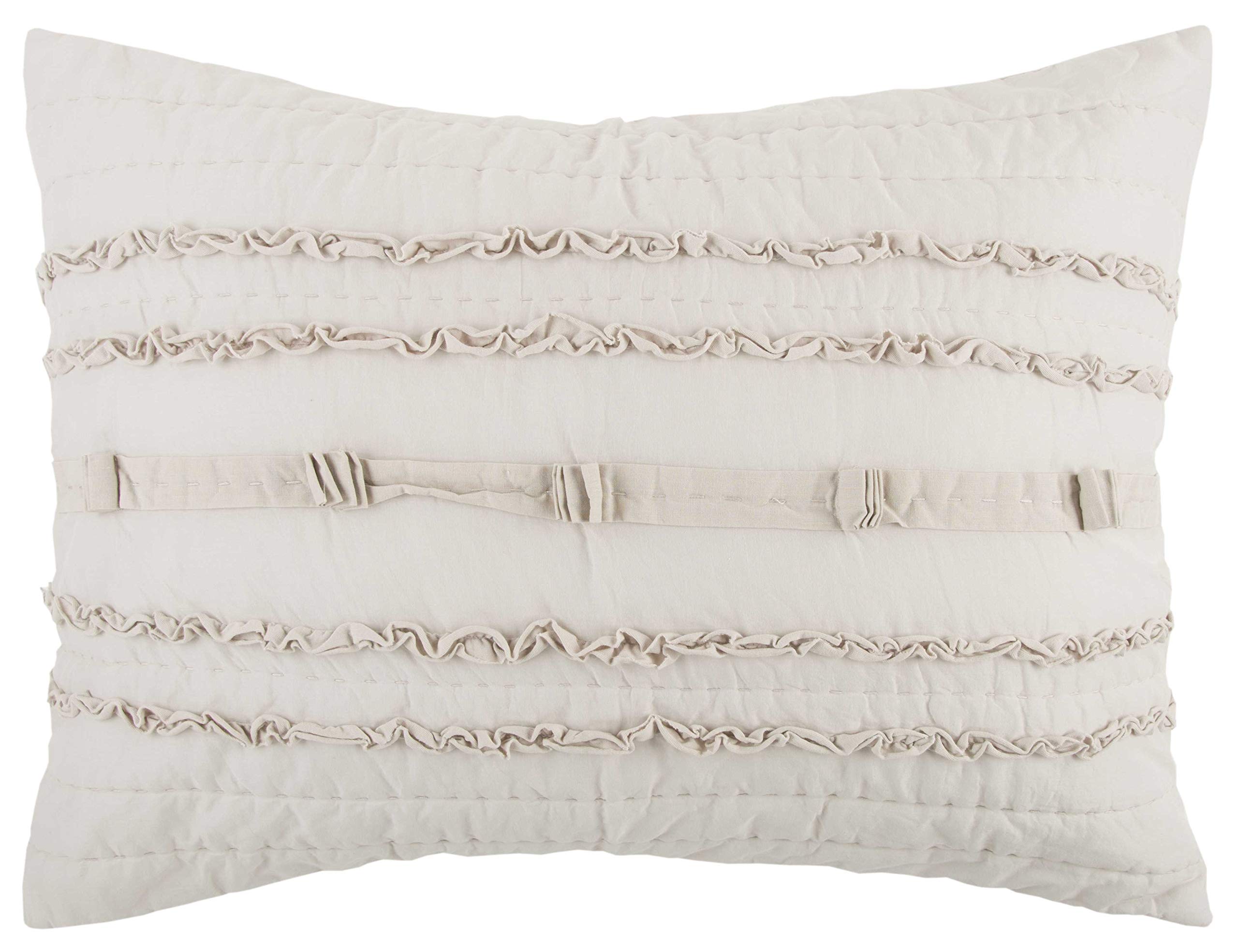 Rizzy Home | BQ4581 | Polyester King Sham | 20"x36" Brown/Neutral/Gray Stripe