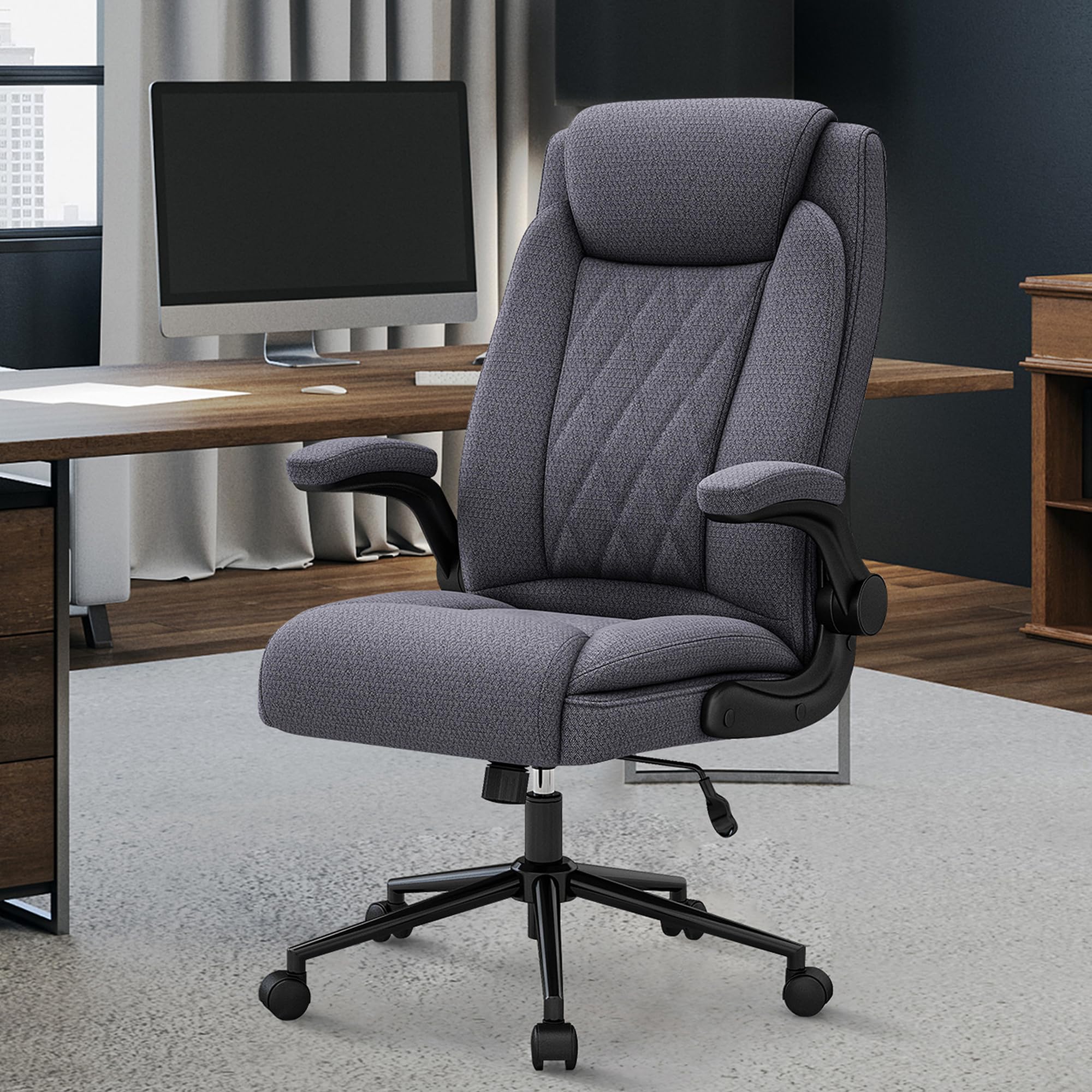 Big And Tall Office Chair -500 Lb Heavy Duty Office Chair For Big Man, Breathable Fabric High Back Executive Office Desk Chair W