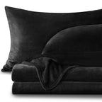 Bedelite Flannel Sheets Twin Size Black - Super Soft Fleece Sheets Set Fluffy Extra Plush, 3 Piece(Include Fitted Sheet, Flat Sh