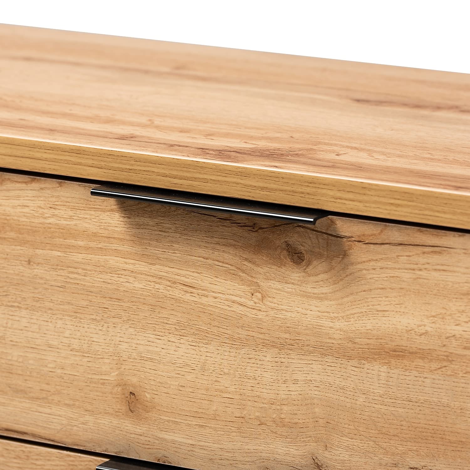 Baxton Studio Reid Modern and Contemporary Industrial Oak Finished Wood and Black Metal 4-Drawer Dresser