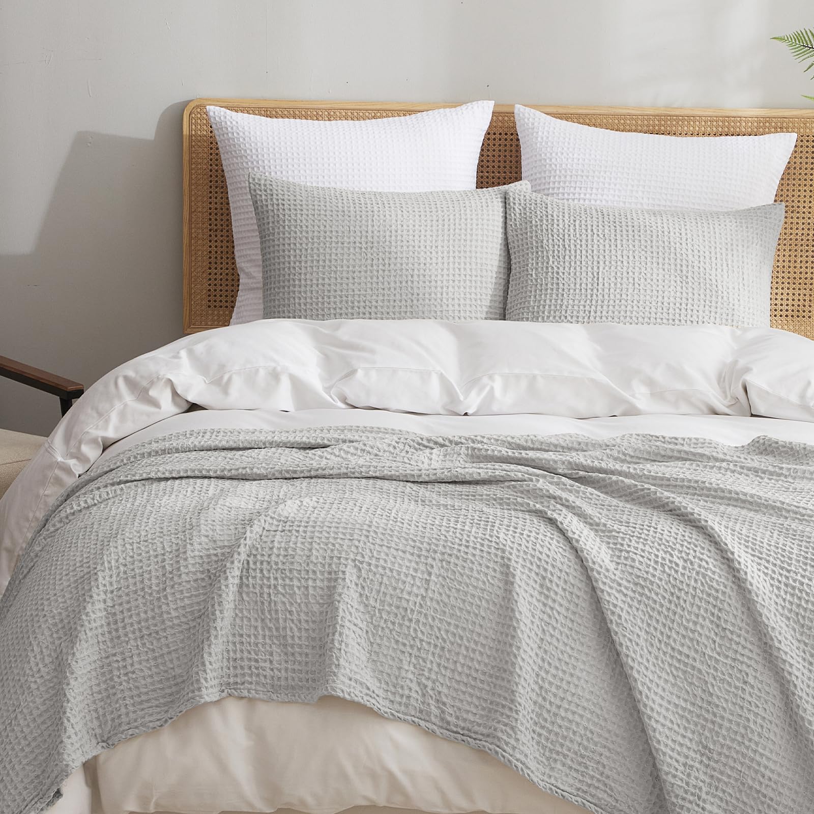 Phf Ultra Soft Waffle Weave Pillowcases Standard Size 20' X 26' 2 Pack, No Insert, Breathable Skin-Friendly Pillow Shams, Decorative Waffle Weave Pillow Case Covers, Light Grey
