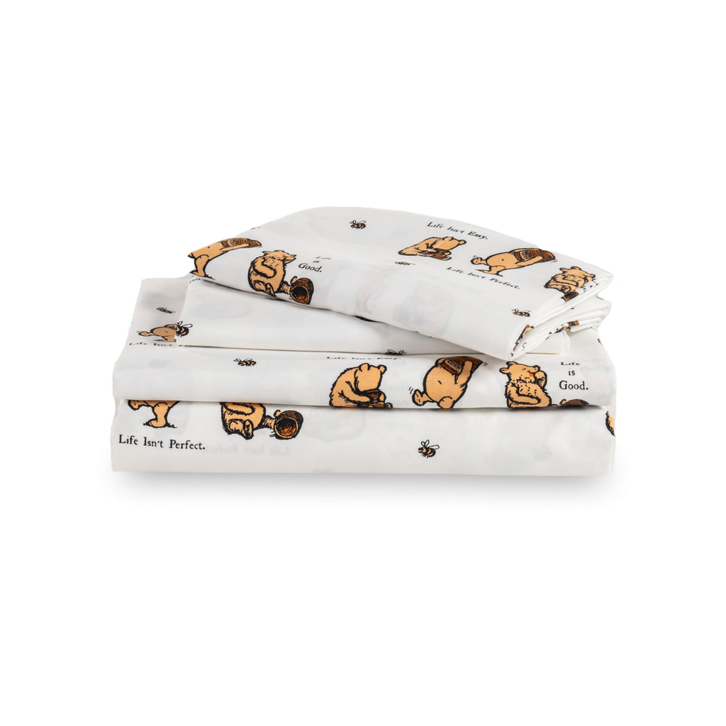 Berkshire Blanket Kids Sheet Set Queen Size - 4 Pieces,Cute Character Printed Soft Microfiber Bed Sheets,Lig Mini Winnie And Hun