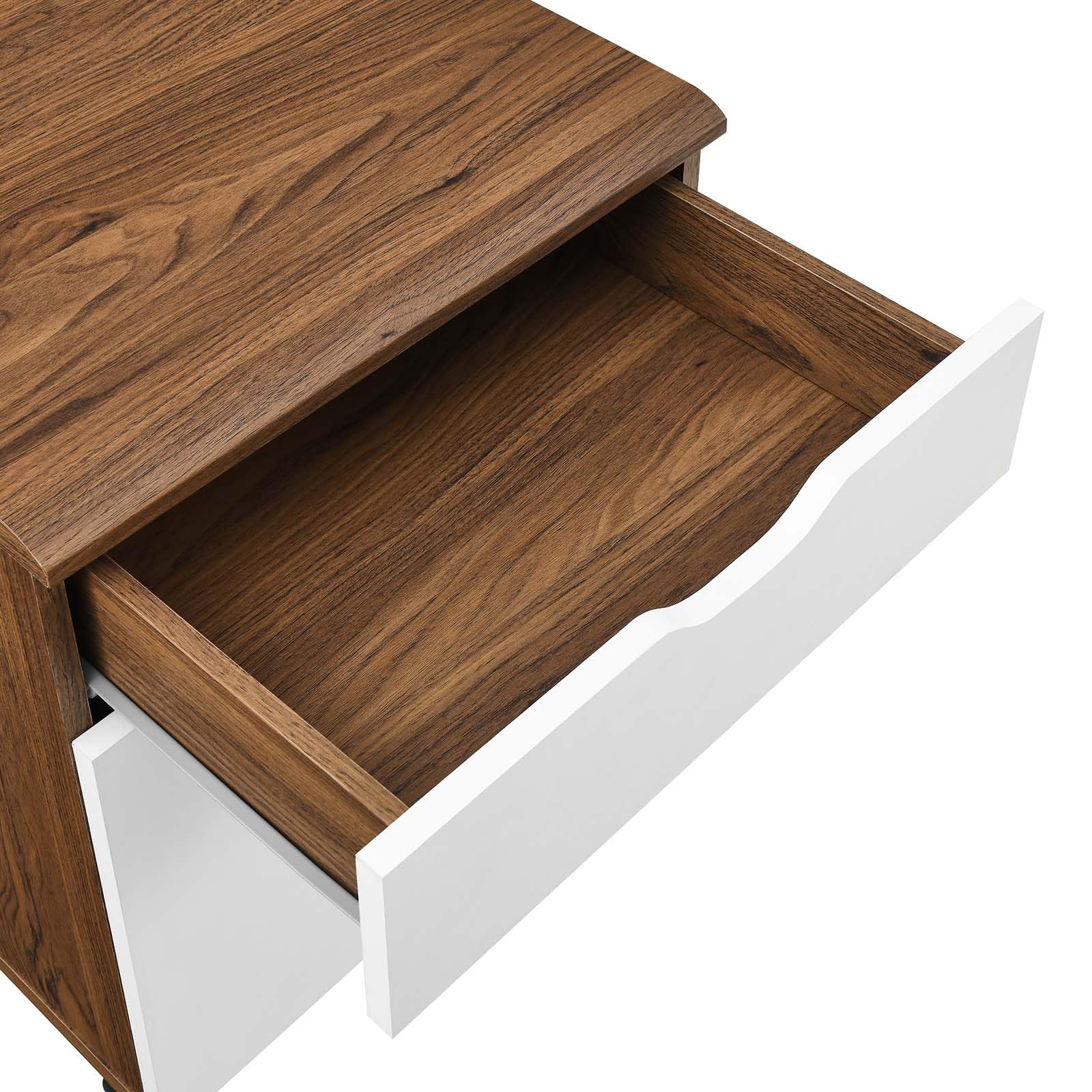 Modway Envision Modern Wood & Plastic File Cabinet In White/Walnut