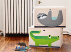 3 Sprouts Large Toy Chest For Kids With Lid And Handles - Collapsible Toy Storage Bin/Trunk/Box/Basket Organizer For Boys & Girls Playroom, Nursery, Crocodile