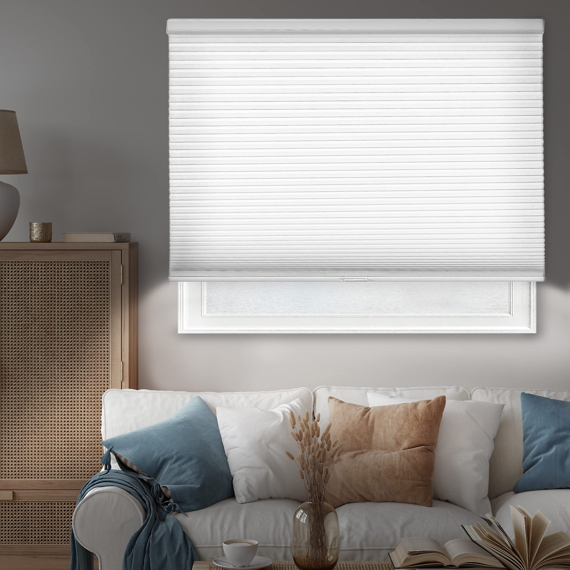 CHICOLOGY Cordless Cellular Shades Privacy Single Cell Window Blind, 29W X 48H, Evening Mist