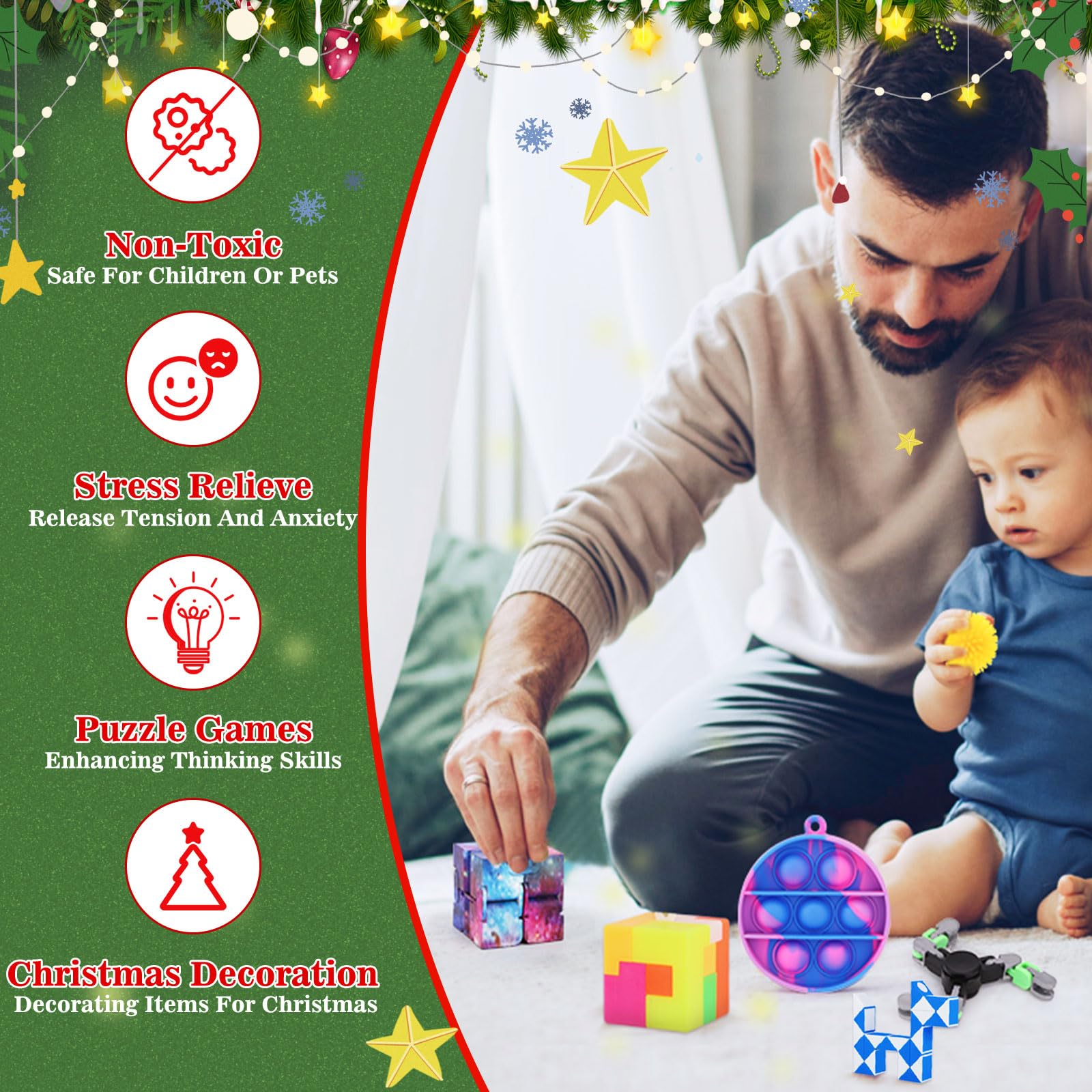Fidget Advent Calendar 2024, 24 Days Of Surprises Fidget Toys Box, Christmas Holiday Countdown Advent Calendars, Sensory Toy Fid