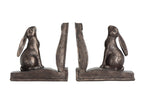 Creative Co-Op Decorative Rustic Resin Rabbit on Book Bookends, Bronze, Set of 2