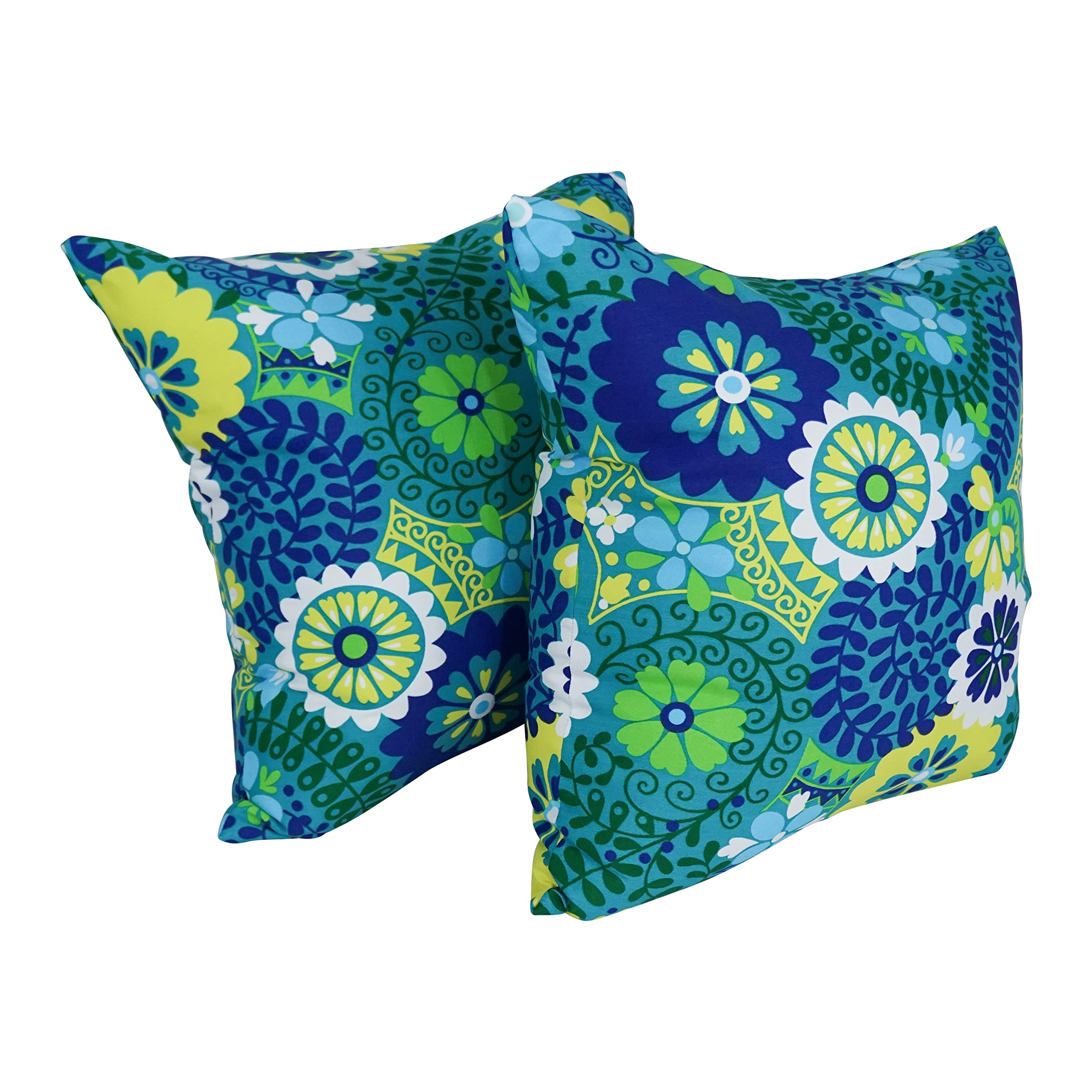 Blazing Needles Square Indoor/Outdoor Throw Pillow, 25", Luxury Azure 2 Count