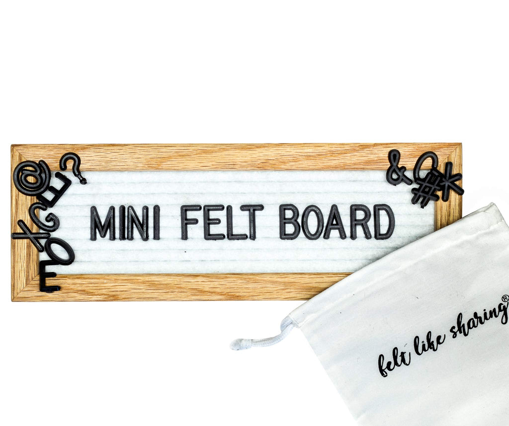Small Felt Letter Board With Letters And Numbers, Message Board W/Oak Frame, 10 X 3.5 Inches, Changeable Letter Board, Includes