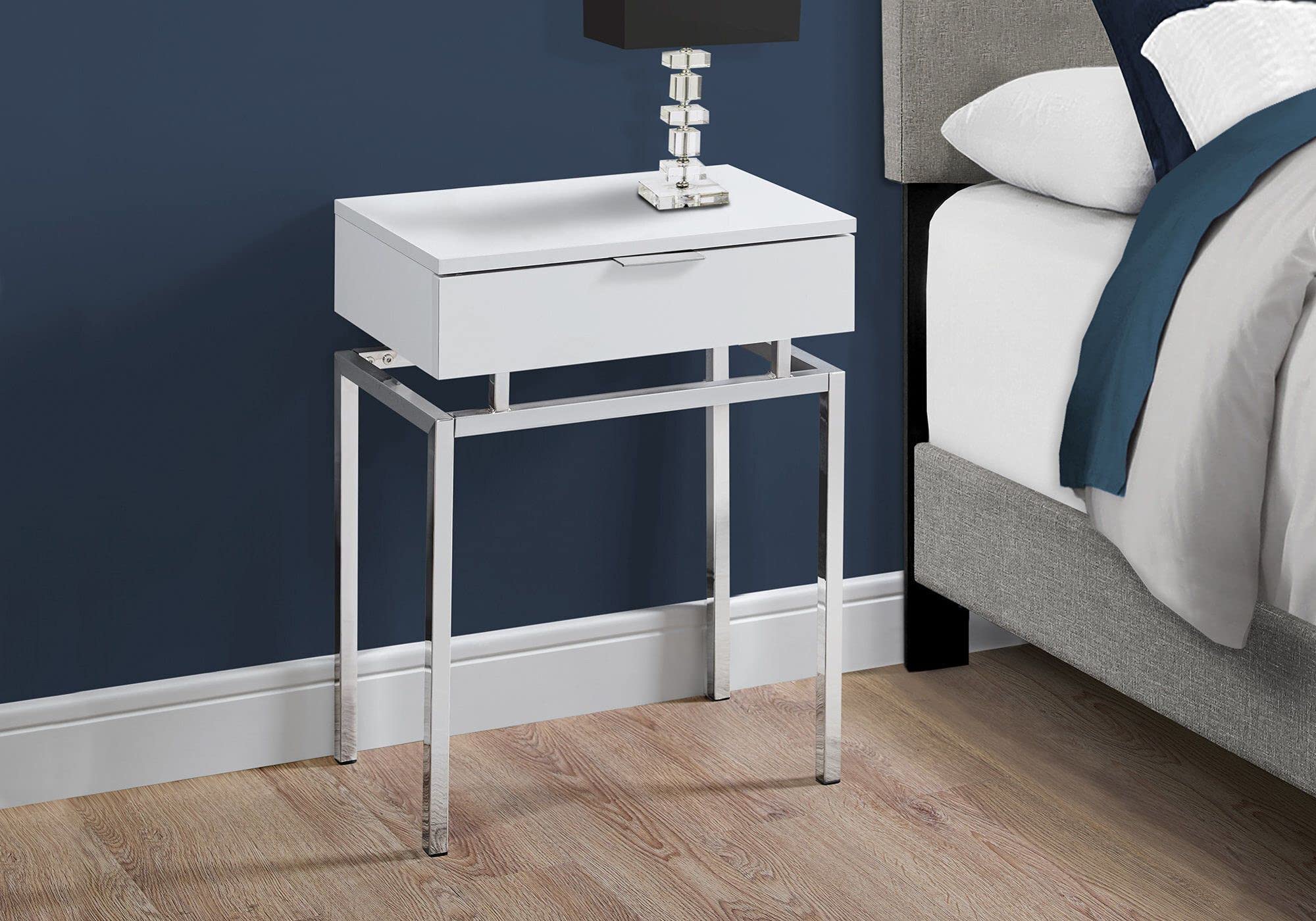 HomeRoots Black,Silver MDF,Foam, Metal,Microfiber Vanity Set - 2PCS Set/Black/Silver Metal