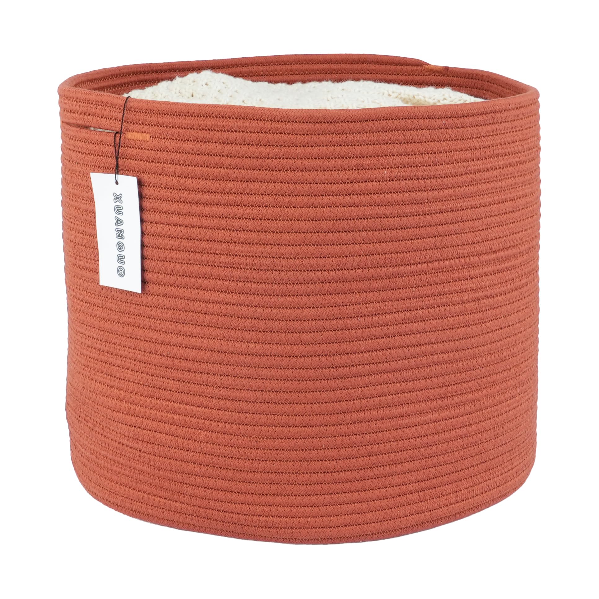 XUANGUO Cotton Rope Basket For Girls Boys Kids 16   X14    Baby Laundry Basket Nursery Bin Round Woven Baskets Organizer For Sto