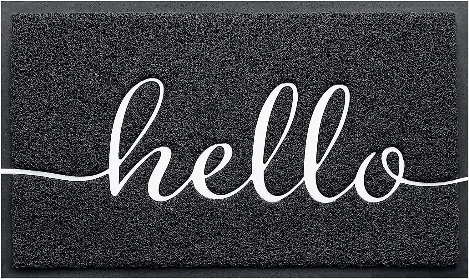 Cozybounty Door Mat Hello Mats Outdoor Indoor Non-Slip Doormat For Entryway Low-Profile Floor Mat For Yard, Garage, High Traffic