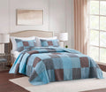 Chezmoi Collection Bram 3-Piece Patchwork Quilt Set Queen - Pre-Washed Cotton Solid Plaid Multi Striped Coverlet - Lightweight R