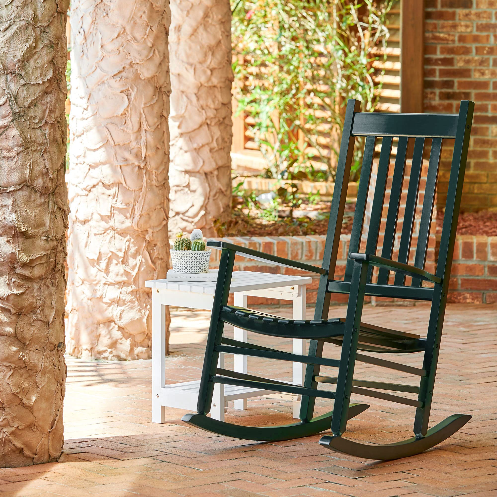 Shine Company Vermont Rocking Chairs, Outdoor Front Porch Rocker Set Of 2, Dark Green
