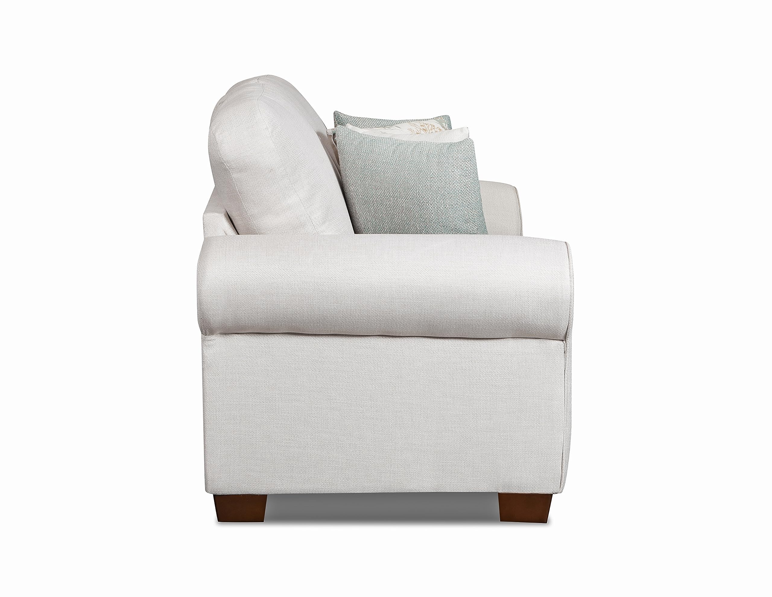 American Furniture Classics Beaujardin Loveseat with Four Throw Pillows Sofas, Soft Washed Cream Tweed