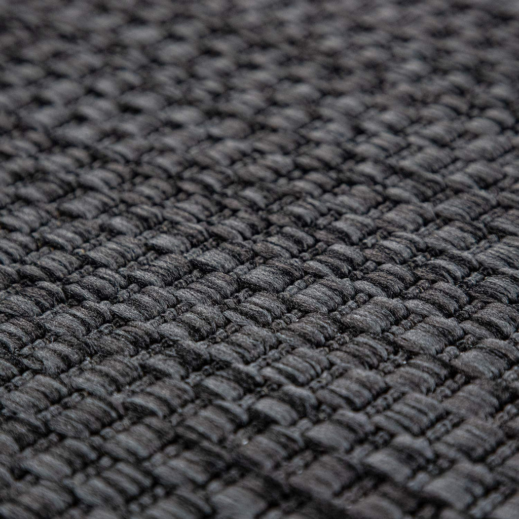 Solid Outdoor Rug For Patio Or Balcony Waterproof In Mottled Anthracite, Size: 5'3' Round