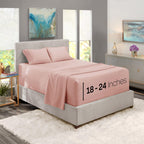 Nestl Extra Deep Pocket Sheets - Fits Mattress 18-24 Inches Deep, Extra Deep Pocket Queen Sheets Sets, 4 Piece Queen Size Sheets, Queen Sheets Deep Pocket, Peach Beige