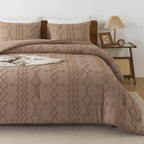 Andency Taupe Tufted Comforter Set Twin(66X90Inch), 2 Pieces(1 Boho Comforter, 1 Pillowcase) Textured Farmhouse Comforter, Soft Microfiber Down Alternative Geometric Comforter Bedding Set