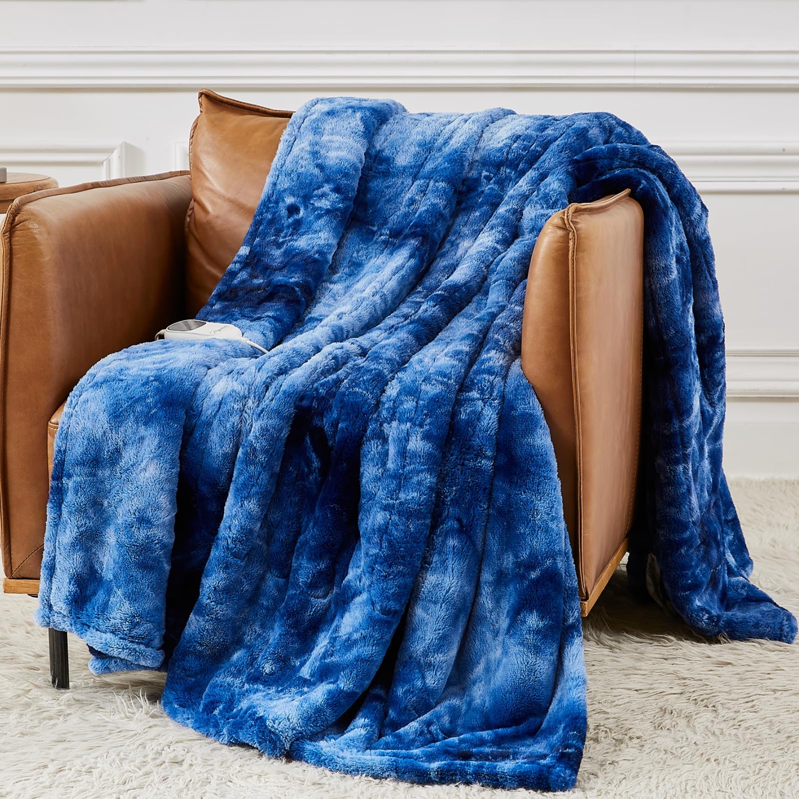 Homemate Heated Blanket Electric Queen - 84X90 Heating Blanket Queen 5 Gears Auto-Off 10 Heat Levels Heat Blanket Over-Heat Prot