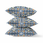 HomeRoots Blue Orange Cloverleaf Boho Suede Throw Pillow