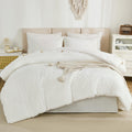 Litanika Full Size Comforter Sets Ivory - 7 Pieces Bed In A Bag Full Beddding Comforter Sets, Solid Lightweight Bed Set With Com