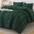 Andency Comforter Queen Size Dark Emerald Green Set (90X90 Inch), 3 Pieces(1 Boho Comforter, 2 Pillowcases) Forest Green Tufted