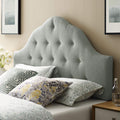 Modway Sovereign Tufted Button Linen Fabric Upholstered Queen Headboard in Gray