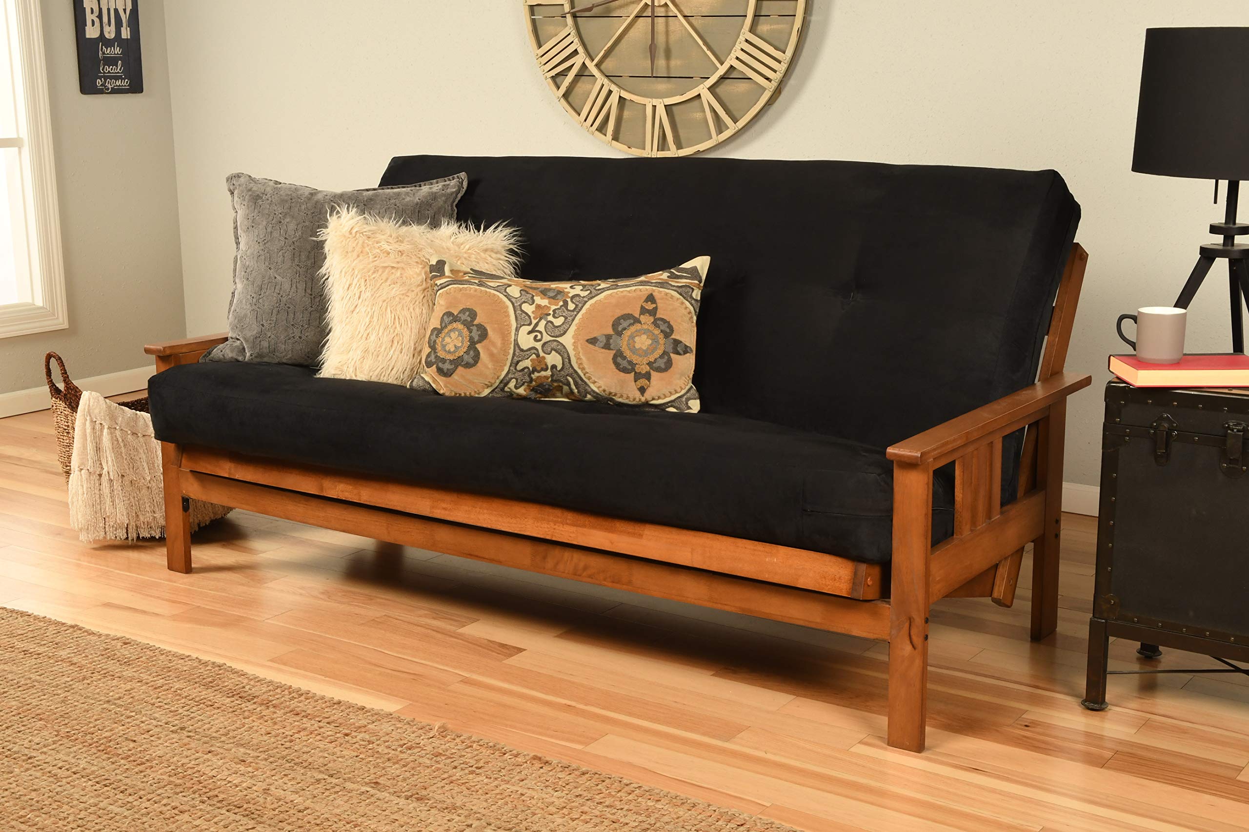 Kodiak Furniture Monterey Futon With Suede Fabric Mattress In Barbados/Black