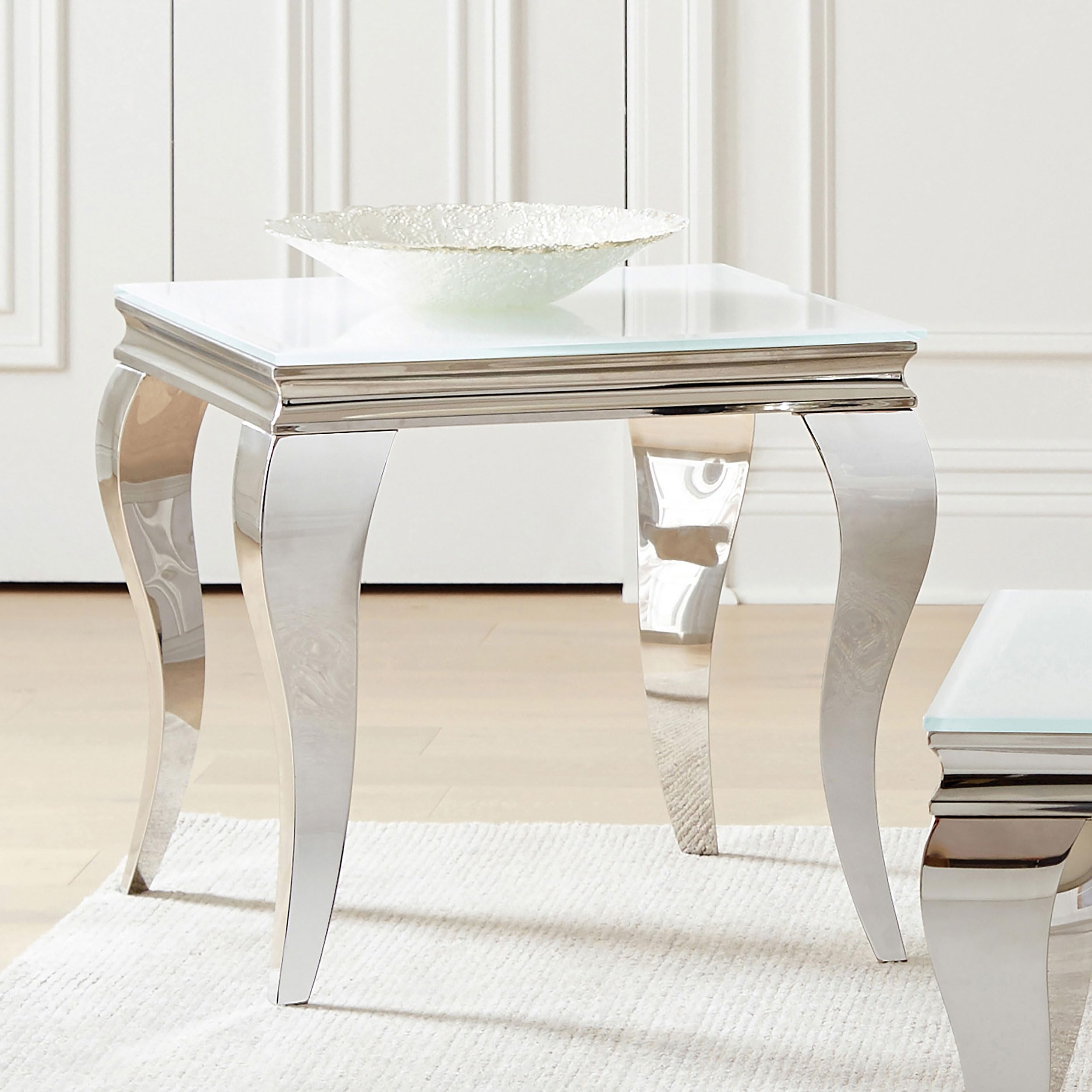 Coaster Home Furnishings Carone Square End Table White and Chrome