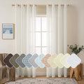 MIULEE 2 Panels Natural Linen Look Textured Sheer Curtains Elegant Solid Ivory Drapes Grommet Top Window Voile Panels for Bedroo