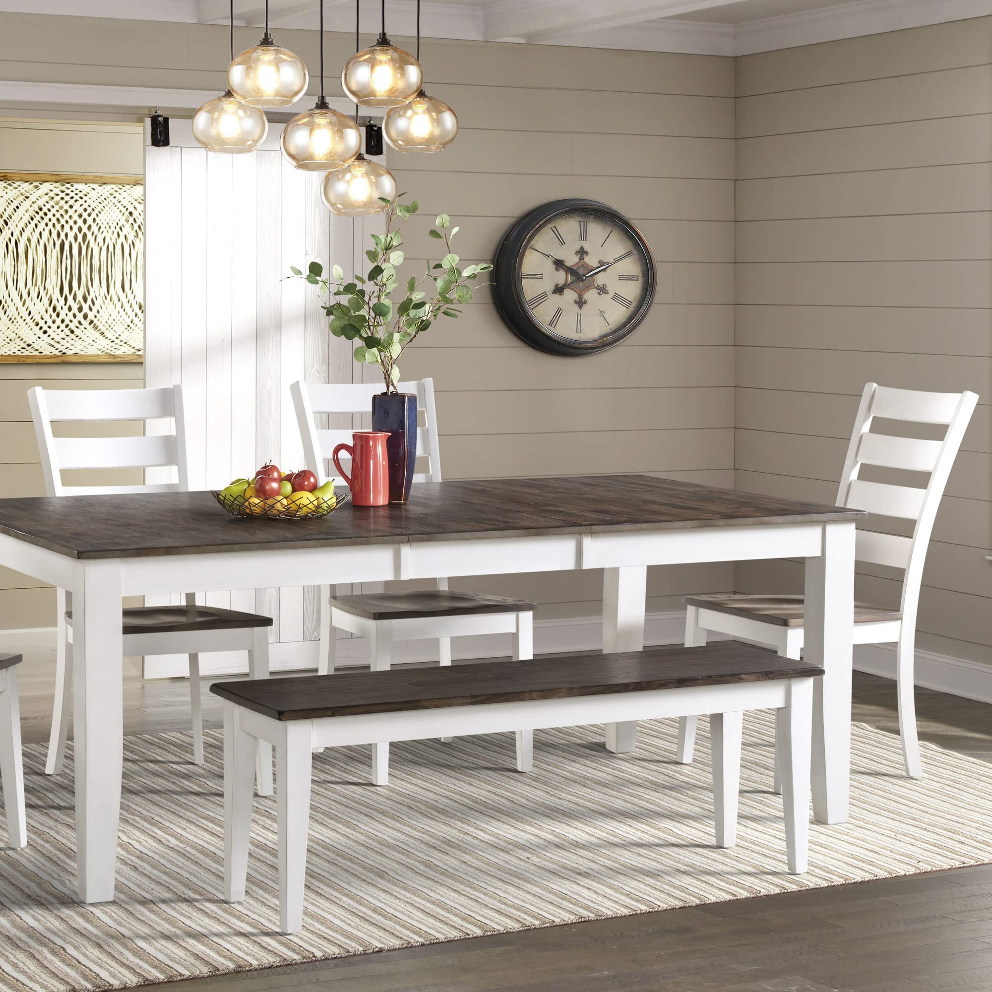 Intercon Kona Backless Bench with Wood Seat and 4 Legs, Gray & White