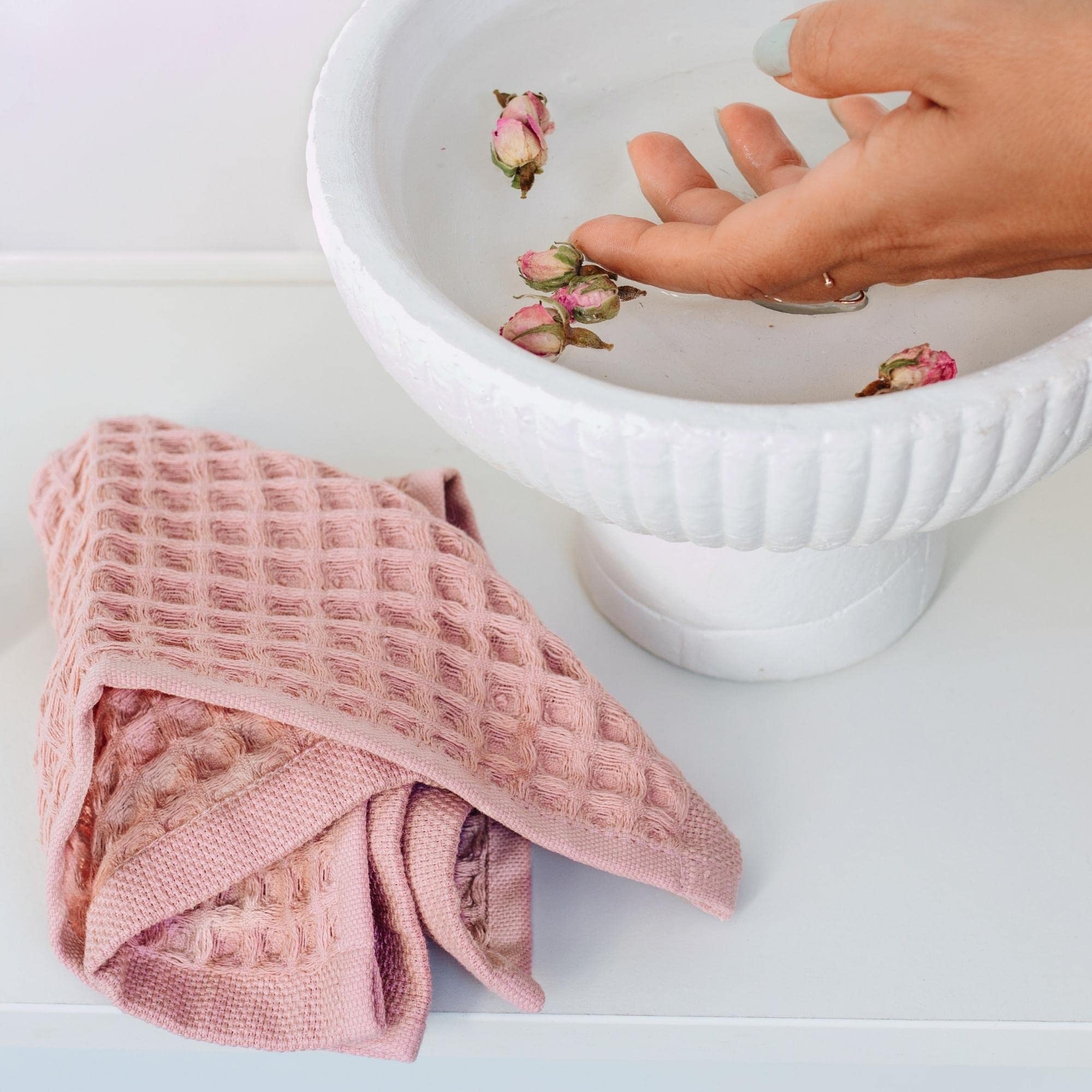 Sea Me At Home Waffle Washcloth Set, 100% Cotton (4 Pcs Washcloth 13X13 Inches, Mixed)